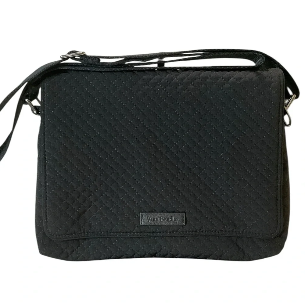 Vera Bradley Black Floral Messenger Crossbody Bag